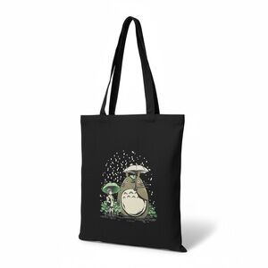 NWOT Black Totoro Tote Bag cavas